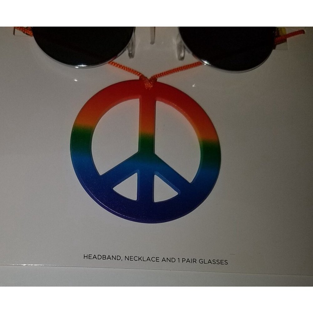 NEW Hippie Flower Power Halloween Costume Sunflower Headband Sunglasses Peace - Picture 3 of 4